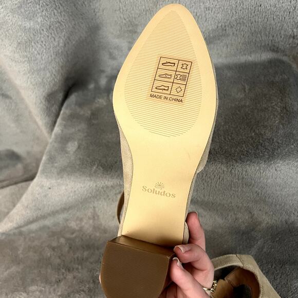 Soludos Gemma Heel Shoes Womens 8 Beige Suede Leather Strappy Anthropologie - Picture 8 of 13